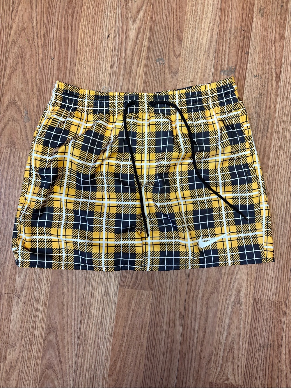 Nike Yellow and Black Plaid Mini Skirt